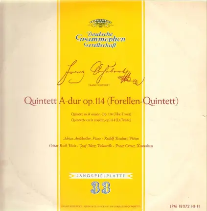 Schubert - Forellen-Quintett A-dur; Aeschbacher, Koeckert, Riedl, Merz, Ortner