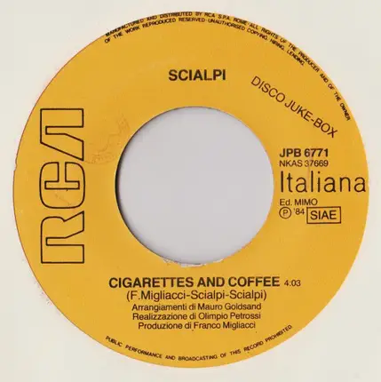 Scialpi / Billy Idol - Cigarettes And Coffee / Eyes Without A Face