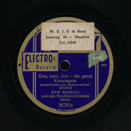 Sam Baskini Und Seine Jazz-Symphoniker - Schön Ist Das Leben / Eins, Zwei, Drei - Die Ganze Kompagnie