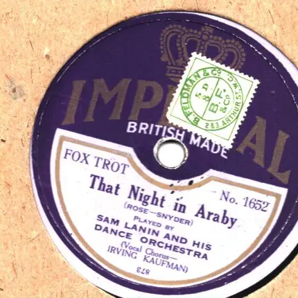 Sam Lanin and His Dance Orchestra - That Night in Araby / In a Little Garden