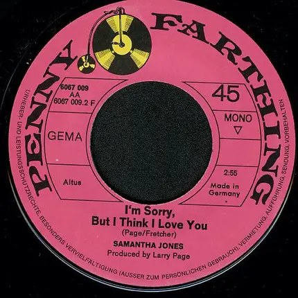 Samantha Jones - Melody Man / I'm Sorry But I Think I Love You