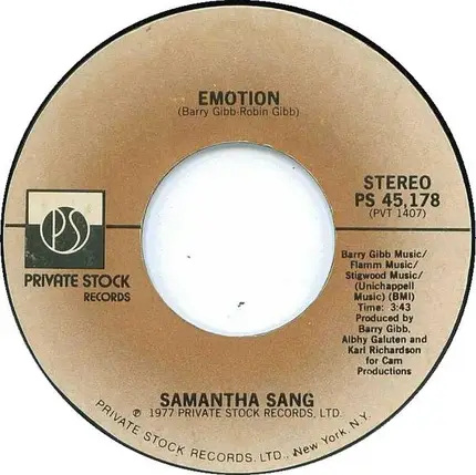 Samantha Sang - Emotion / When Love Is Gone