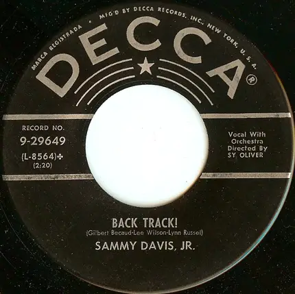 Sammy Davis Jr. - Back Track! / It's Bigger Than You And Me