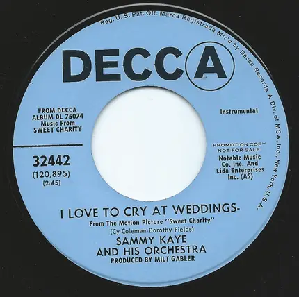 Sammy Kaye And His Orchestra - I'm A Brass Band / I Love To Cry At Weddings