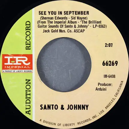 Santo & Johnny - Live For Life / See You In September