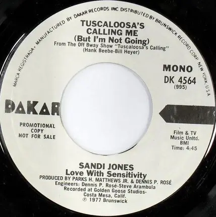 Sandi Jones - Love With Sensitivity - Tuscaloosa's Calling Me (But I'm Not Going)