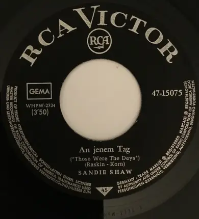 Sandie Shaw - An Jenem Tag / Du Lügst So Wunderbar