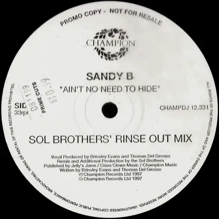 Sandy B - Ain't No Need to Hide