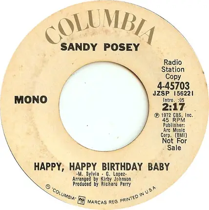 Sandy Posey - Happy, Happy Birthday Baby