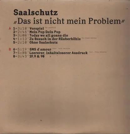 Saalschutz - Das Ist Nicht Mein Problem