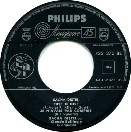 Sacha Distel Con Claude Bolling Et Son Orchestre - Oui, Oui, Oui, Oui