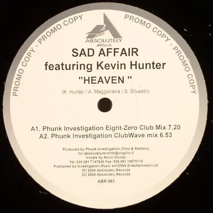 Sad Affair Featuring Kevin Hunter - Heaven