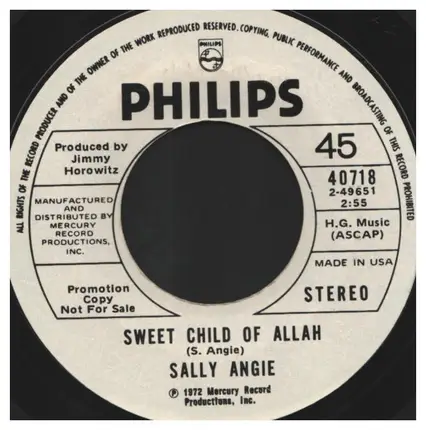 Sally Angie - Sweet Child Of Allah / Lady Go Lightly