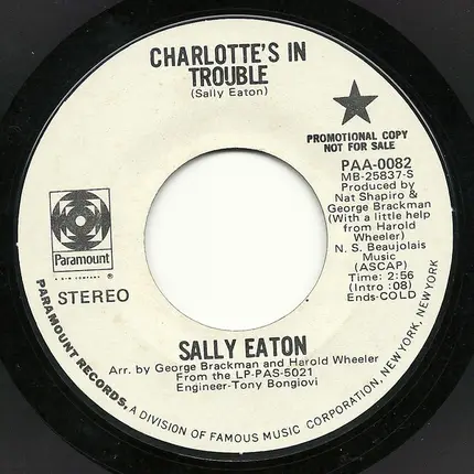Sally Eaton - Charlotte's In Trouble / I Don't Want To Need You Anymore