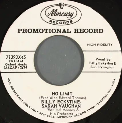Sarah Vaughan And Billy Eckstine With Hal Mooney And His Orchestra - Alexander's Ragtime Band / No Limit