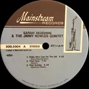 LP - Sarah Vaughan & The Jimmy Rowles Quintet - Sarah Vaughan & The Jimmy Rowles Quintet