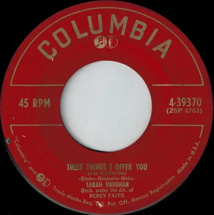 Sarah Vaughan - Deep Purple / These Things I Offer You
