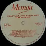 LP - Sarah Vaughan - Sings Great Songs From Hit Shows - Part One
