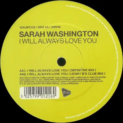 Sarah Washington - I Will Always Love You