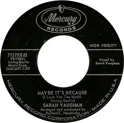 Sarah Vaughan - Smooth Operator / Maybe It's Because (I Love You Too Much)