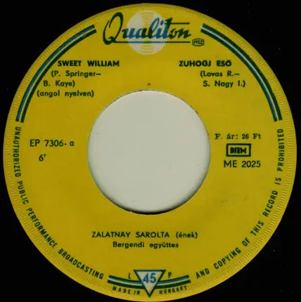 Sarolta Zalatnay , Bergendy - Sweet William