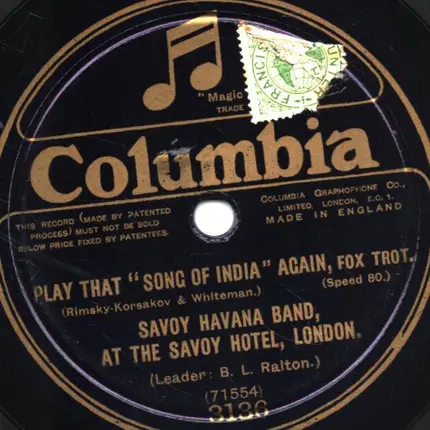 Savoy Havana Band - Play That "Song of India" Again / Stumbling