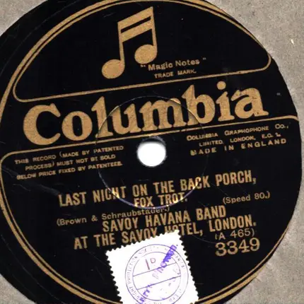 Savoy Havana Band - Last Night On The Back Porch / The Oom-Pah Trot