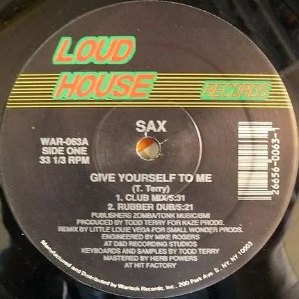 Sax - Give Yourself To Me / Don't Turn Your Back On Me