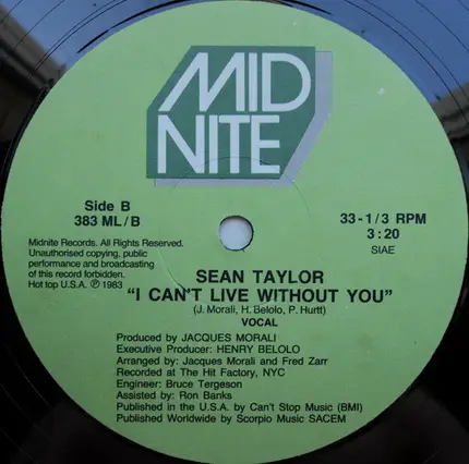 Sean Taylor - I Can't Live Without You