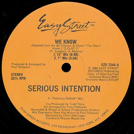 Serious Intention - We Know