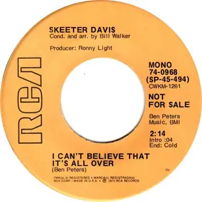 Skeeter Davis - I Can't Believe That It's All Over