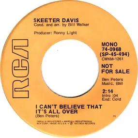 Skeeter Davis - I Can't Believe That It's All Over