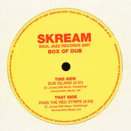 Skream - Sub Island / Pass The Red Stripe