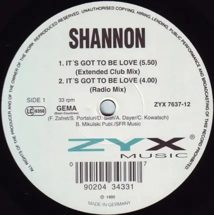 Shannon - It's Got To Be Love / To Be Loved
