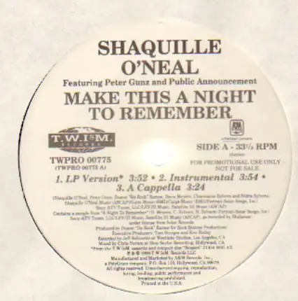 Shaquille O'Neal - Make This A Night To Remember