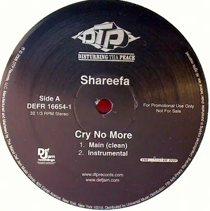 Shareefa - Cry No More