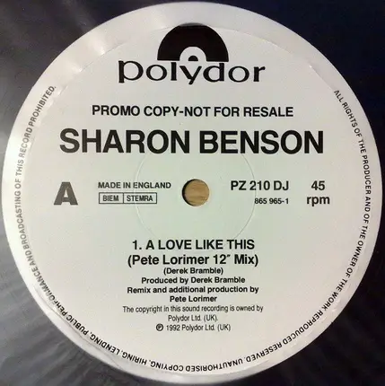 Sharon Benson - A Love Like This