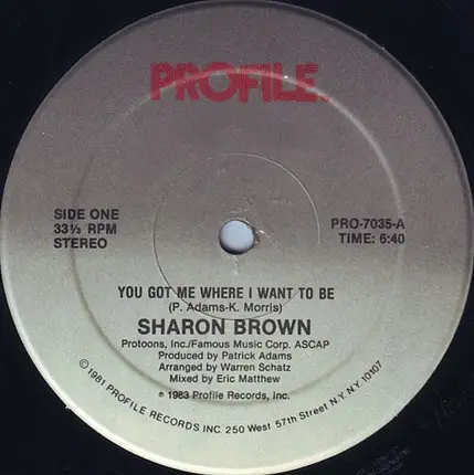 Sharon Brown - You Got Me Where I Want To Be