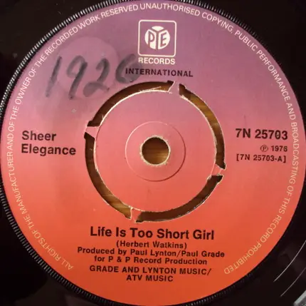 Sheer Elegance - Life Is Too Short Girl