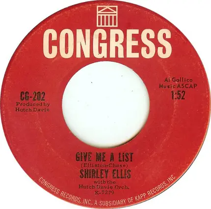 Shirley Ellis - The Nitty Gritty / Give Me A List