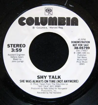 Shy Talk - She Was Always On Time (Not Anymore)
