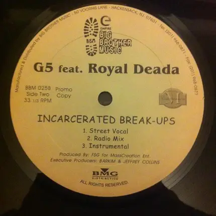 Shystee Feat Tony Sunshine & Tyler Woods / G5 Feat Royal Deada - Let Her Be / Incarcerated Break-Ups