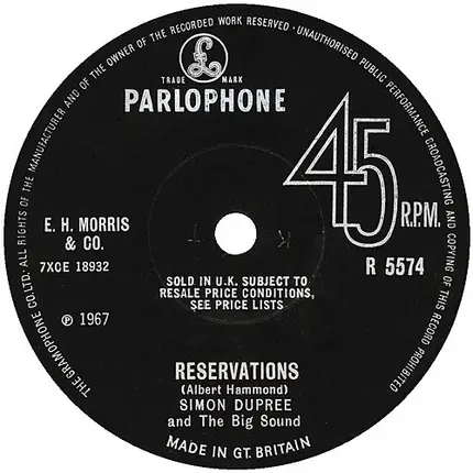 Simon Dupree And The Big Sound - Reservations / You Need A Man