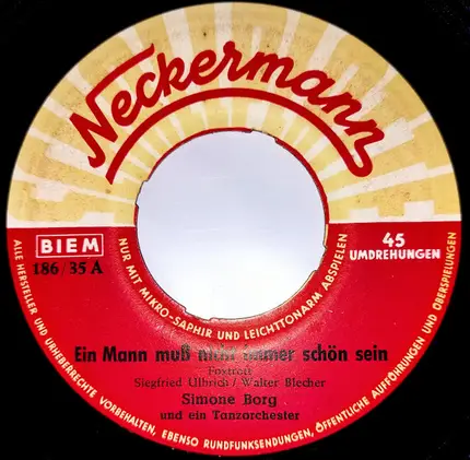 Simone Borg Und Unknown Artist - Ein Mann Muß Nicht Immer Schön Sein