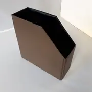 Vinyl Storage - Single-Winkel, 70er Jahre - in brauner Lederoptik, für ca. 20-30 Singles