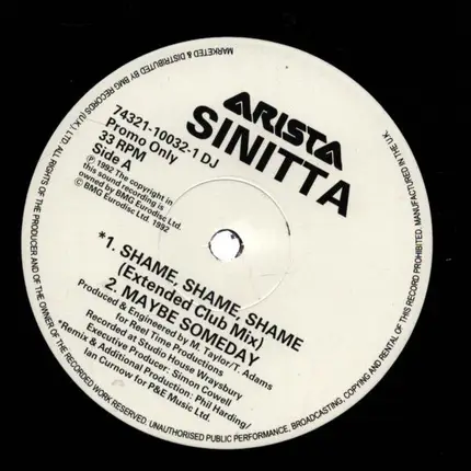 Sinitta - Shame, Shame, Shame