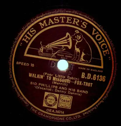Sid Phillips And His Band - Walkin' To Missouri (Poor Little Robin) / Did You Ever See A Dream Walking