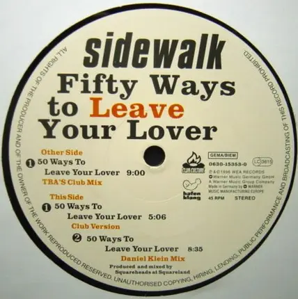 Sidewalk - Fifty Ways To Leave Your Lover