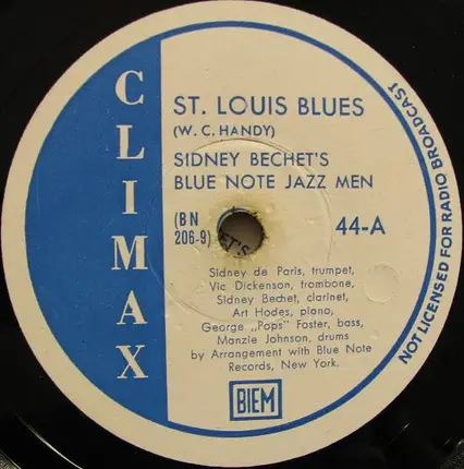 Sidney Bechet And His Blue Note Jazz Men - St. Louis Blues / Jazz Me Blues
