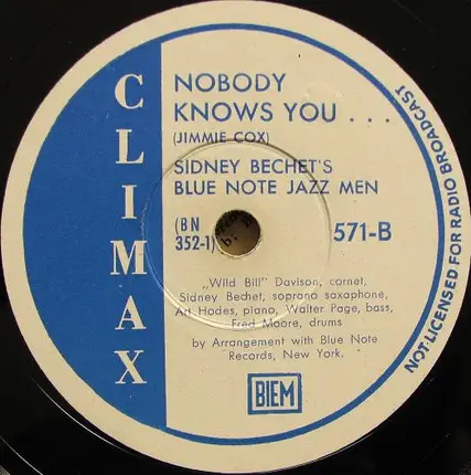 Sidney Bechet And His Blue Note Jazz Men - Fidgety Feet / Nobody Knows You ...